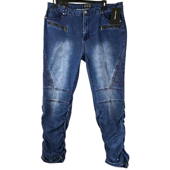 American Bazi ~Woman Plus Size 3X~ Blue Denim Skinny Jeans Stretch NWT. - Picture 5 of 11